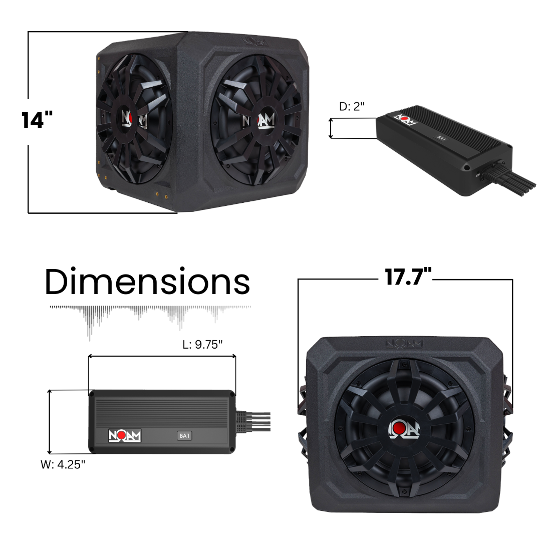 N10SB Sub + Amp Golf Cart NOAM Audio