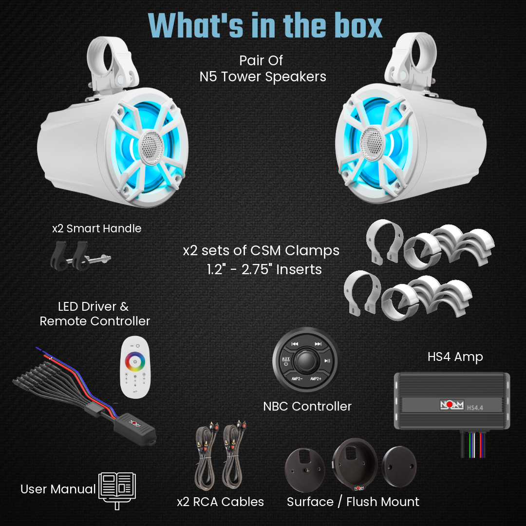 Marine Mounts Kit with 2.25-2.75 Inch Round Bar Clamps NUTV5 W