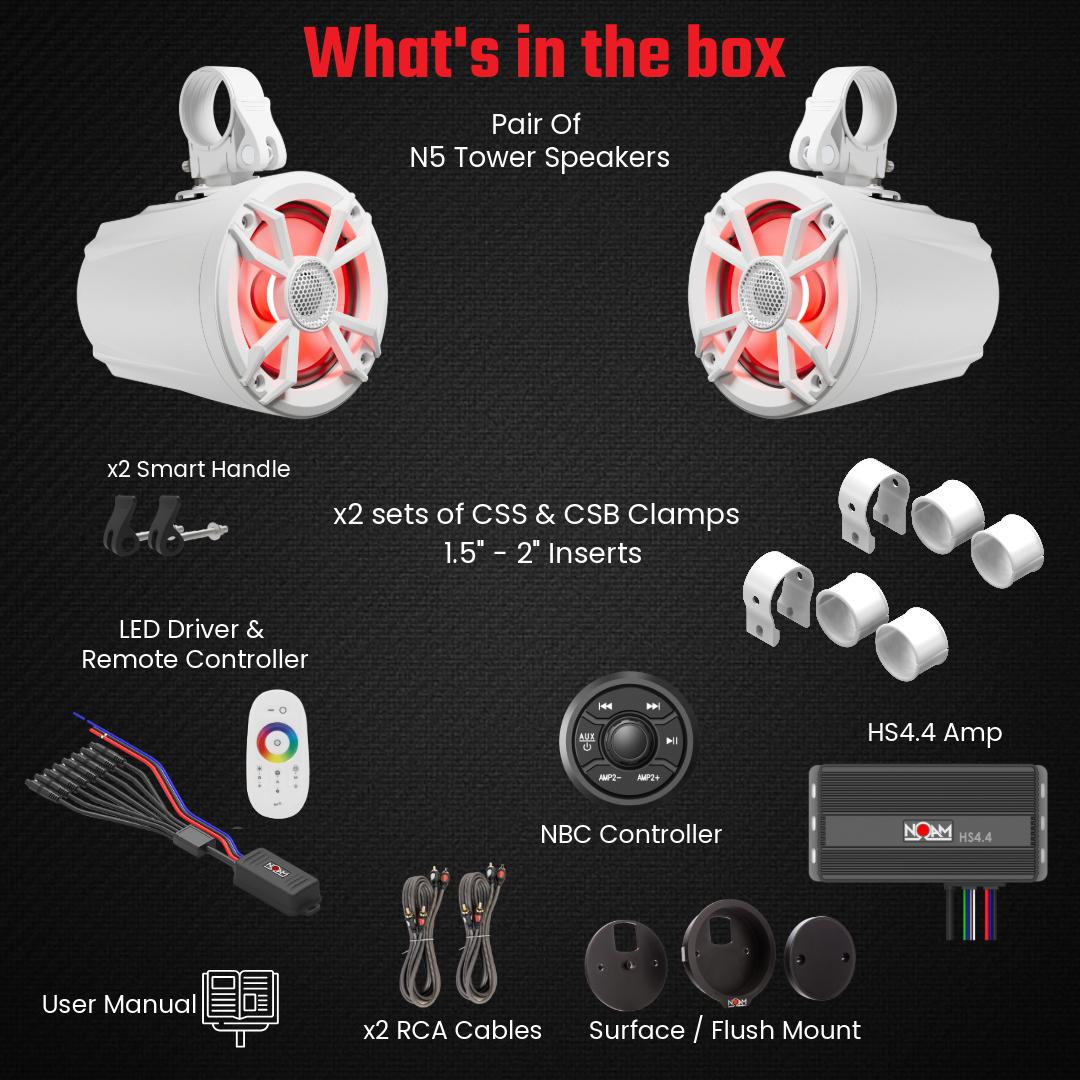 UTV Mounts Kit with 1.5-2 inch Round Bar Clamps NUTV5 W