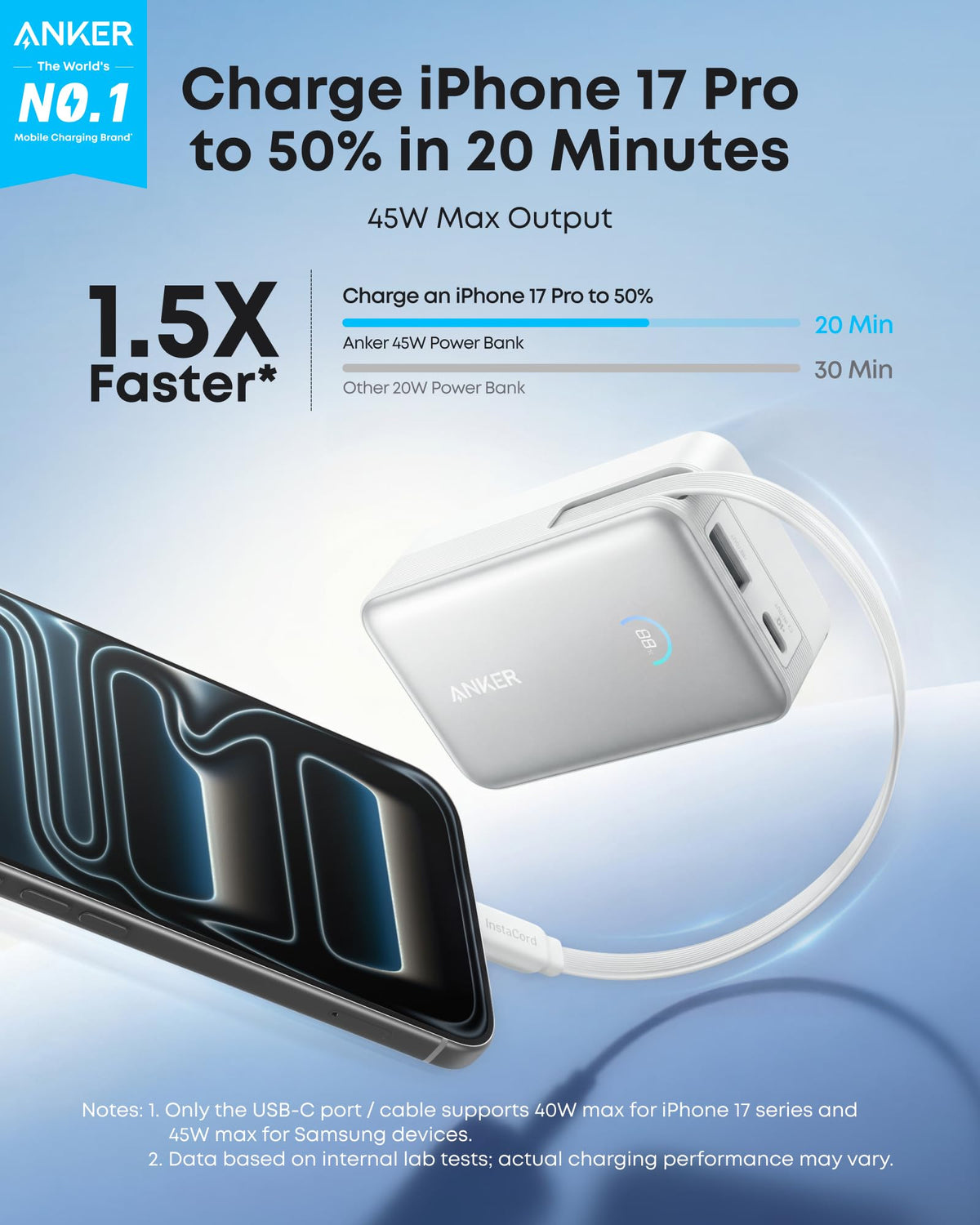 Anker Nano Power Bank 10K 45W Built-In Retractable USB-C Cable
