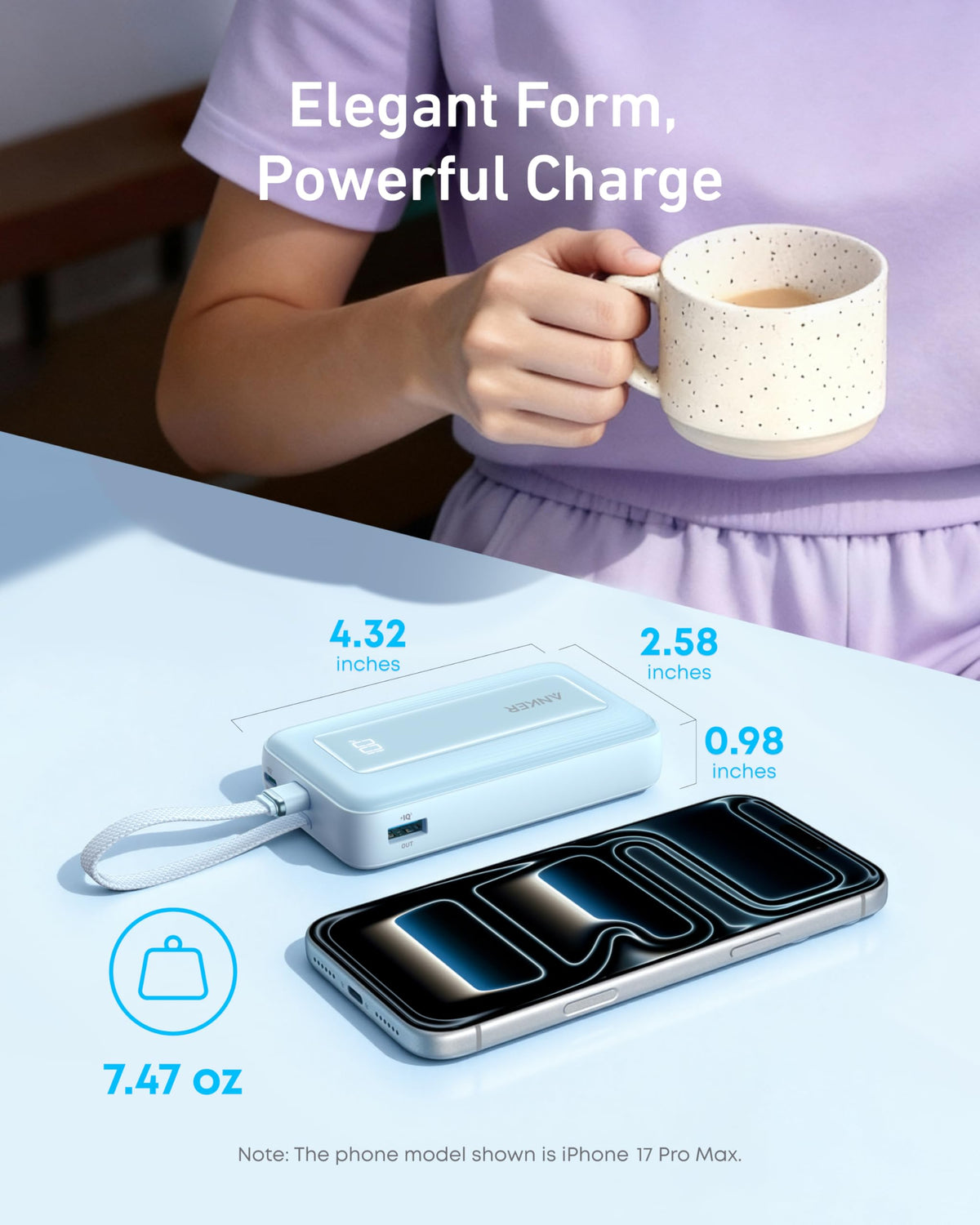 Anker Zolo Power Bank 10K 30W with 5.4-inch USB-C Cable