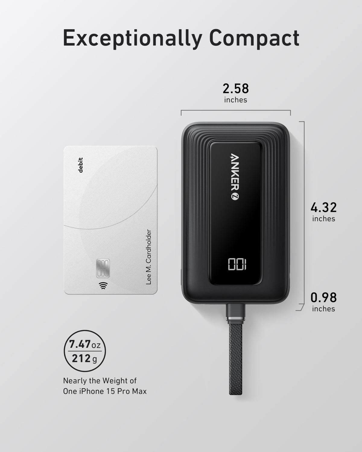 Anker Zolo Power Bank 10K 30W with 5.4-inch USB-C Cable