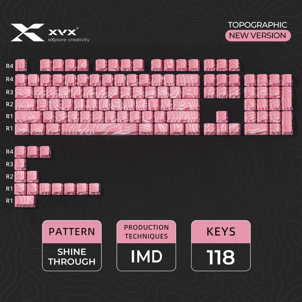XVX IMD Topographic Shine-Through OEM Profile Keycap Set