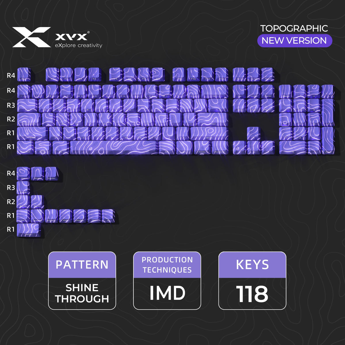 XVX IMD Topographic Shine-Through OEM Profile Keycap Set