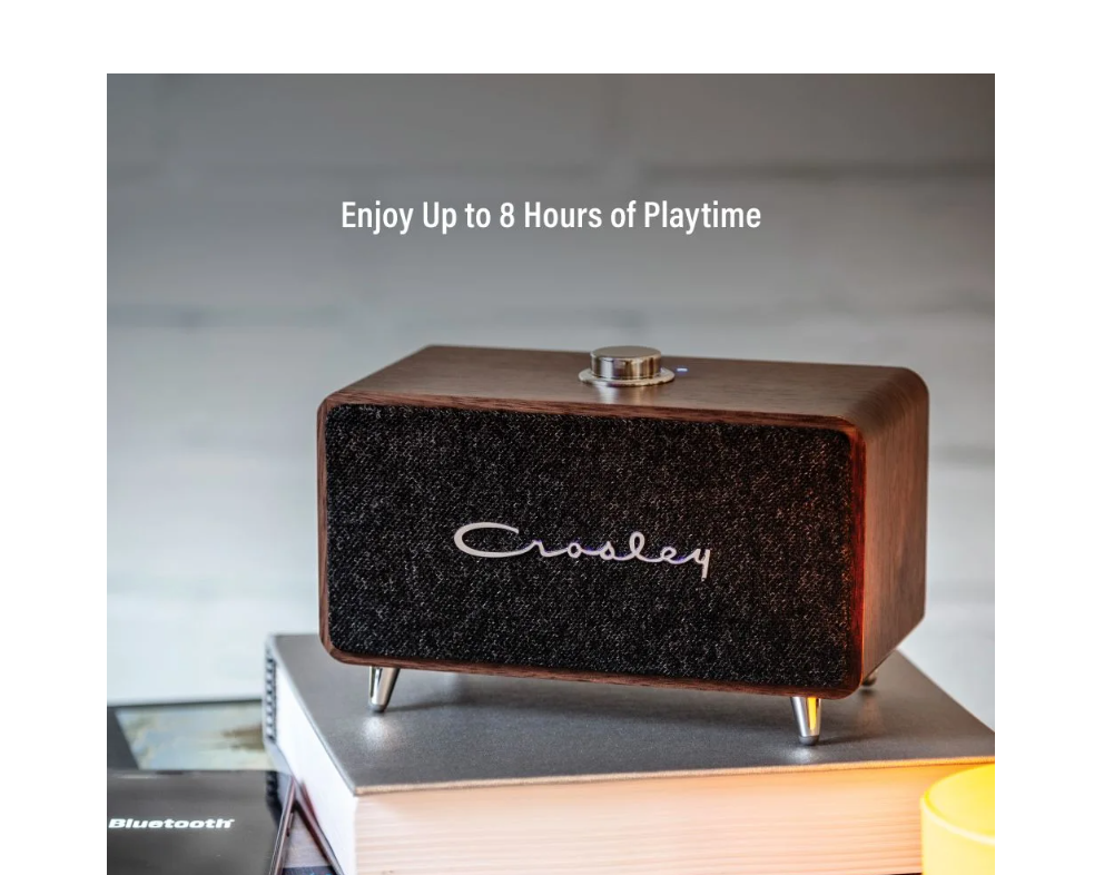 Crosley CR3049A Stanza Portable Bluetooth Speaker -Walnut -NEW