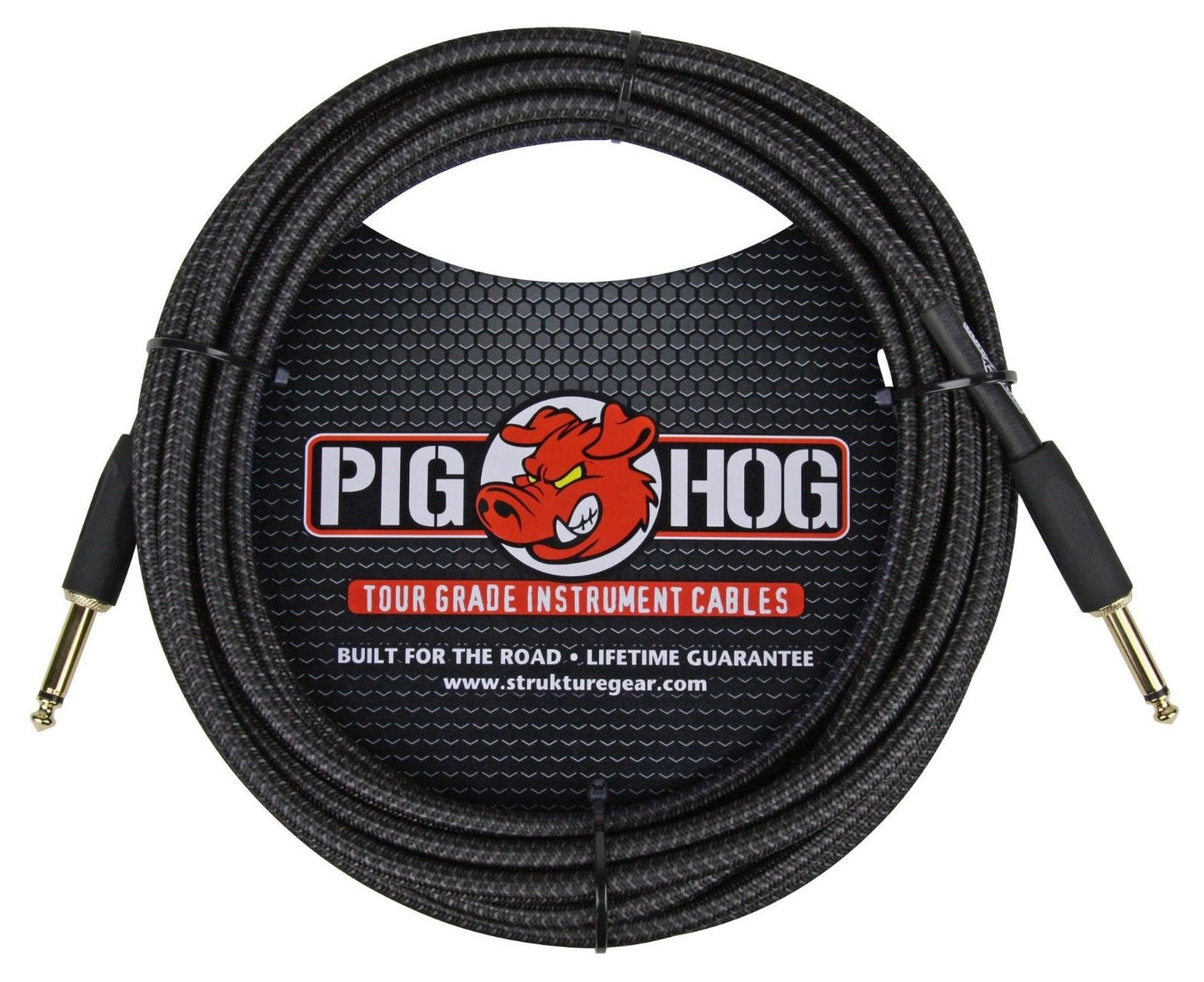 5 Pack Pig Hog PCH20BK Woven Black Vintage Series Instrument Cable, 20 Ft - New