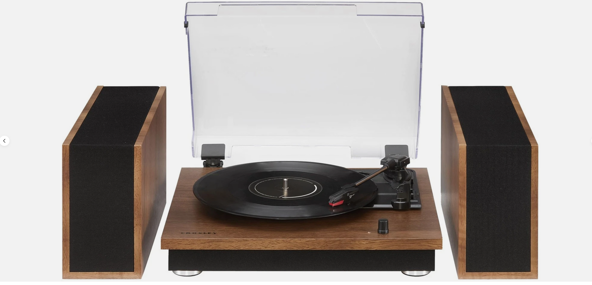 Crosley CR7502A-WA Riff 3-Speed Record Player With Speakers - Walnut-NEW