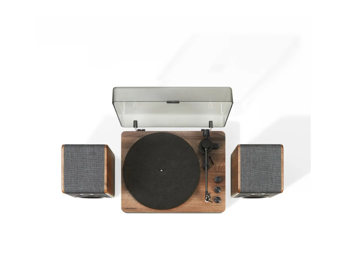 Crosley Nocturne 2-Speed Record Player With Speakers - Charcoal-NEW
