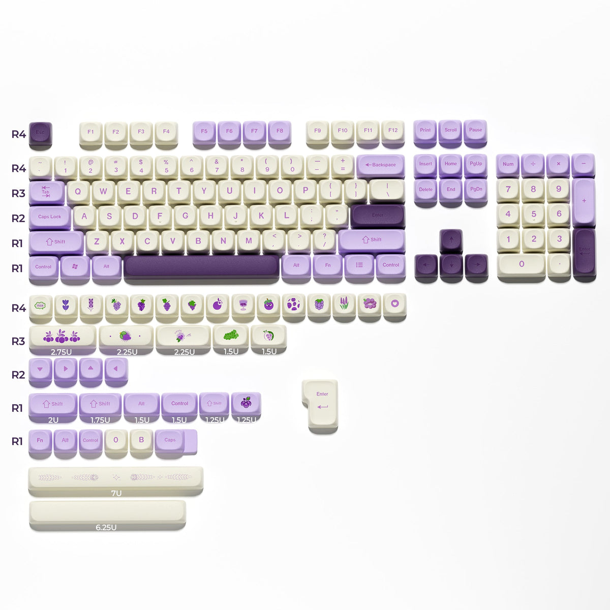 XVX Purple Grapes MOA Profile PBT Keycap Set
