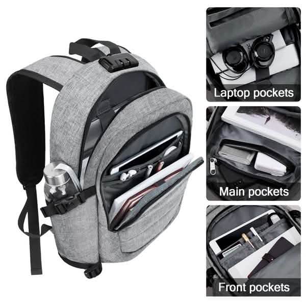 Anti Theft Waterproof Backpack with USB Charging Port and Headphone Interface Classic