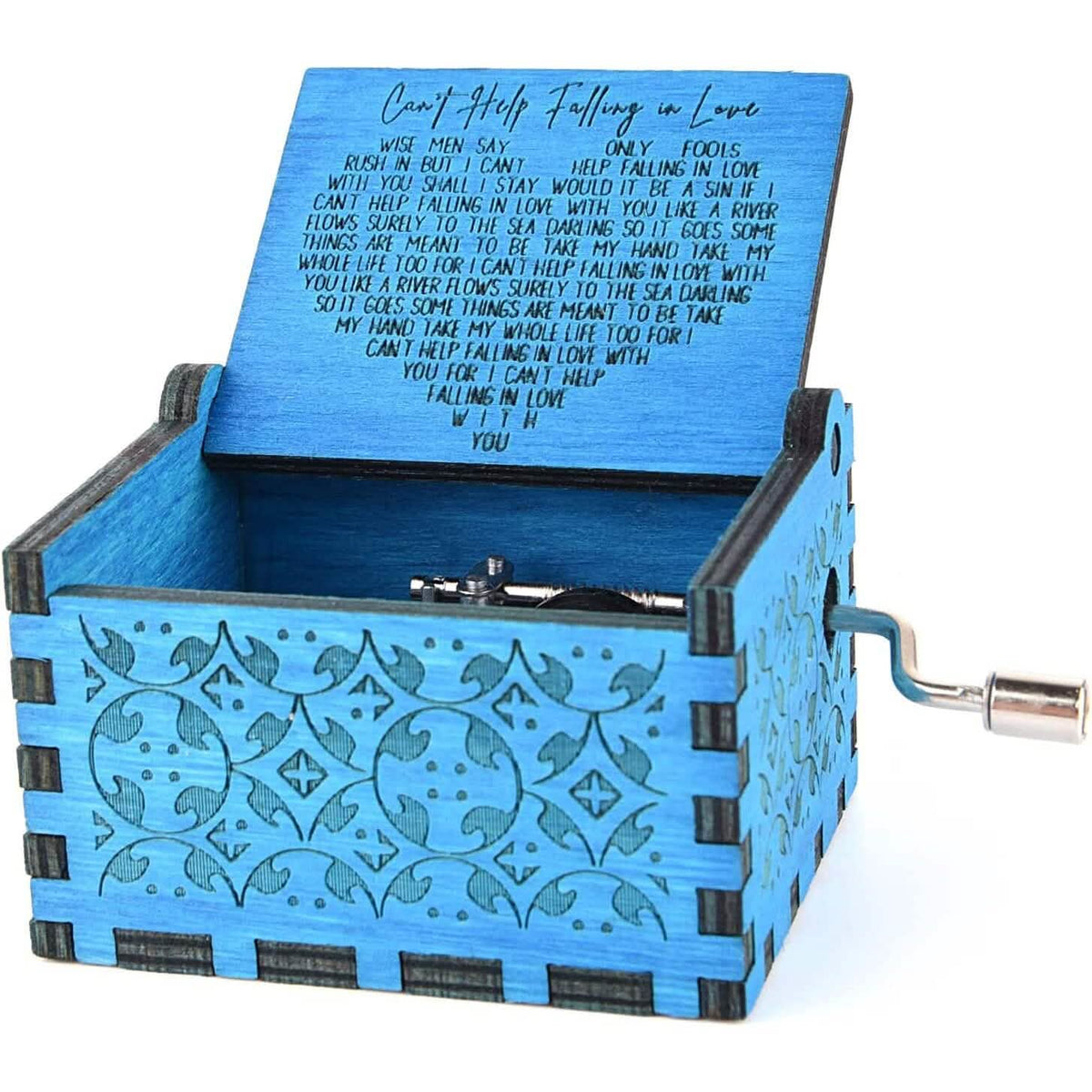 Antique Engraved Hand-Operated Musical Box Can't Help Falling in Love