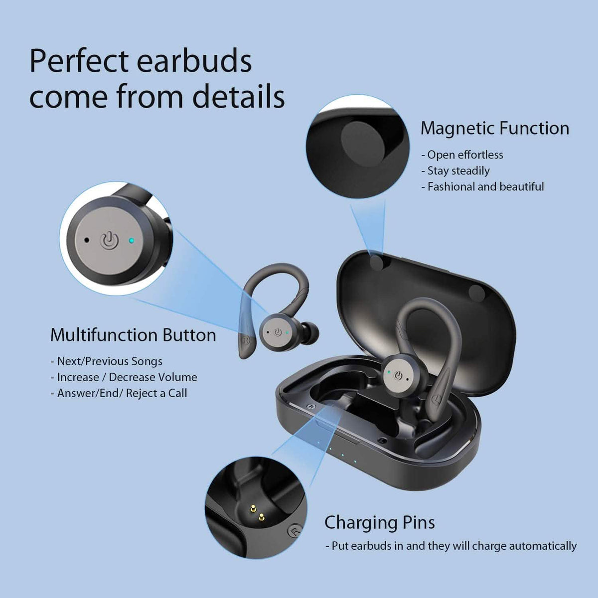 Bluetooth Headphones IPX7 True Wireless Earbuds APEKX