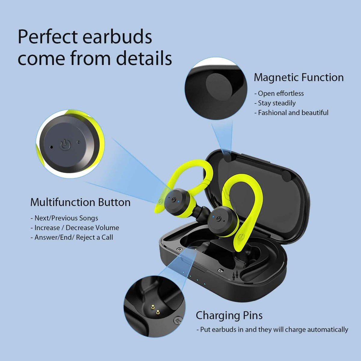 Bluetooth Headphones IPX7 True Wireless Earbuds APEKX