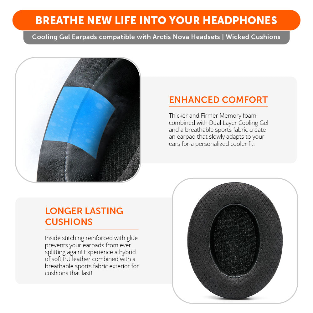 WC FreeZe Cooling Gel Earpads for Arctis Nova Headphones