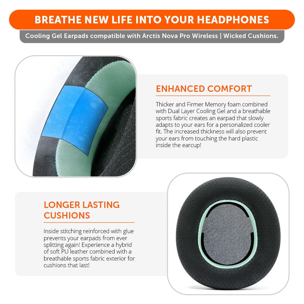 WC FreeZe Cooling Gel Earpads for Arctis Nova Pro Wireless