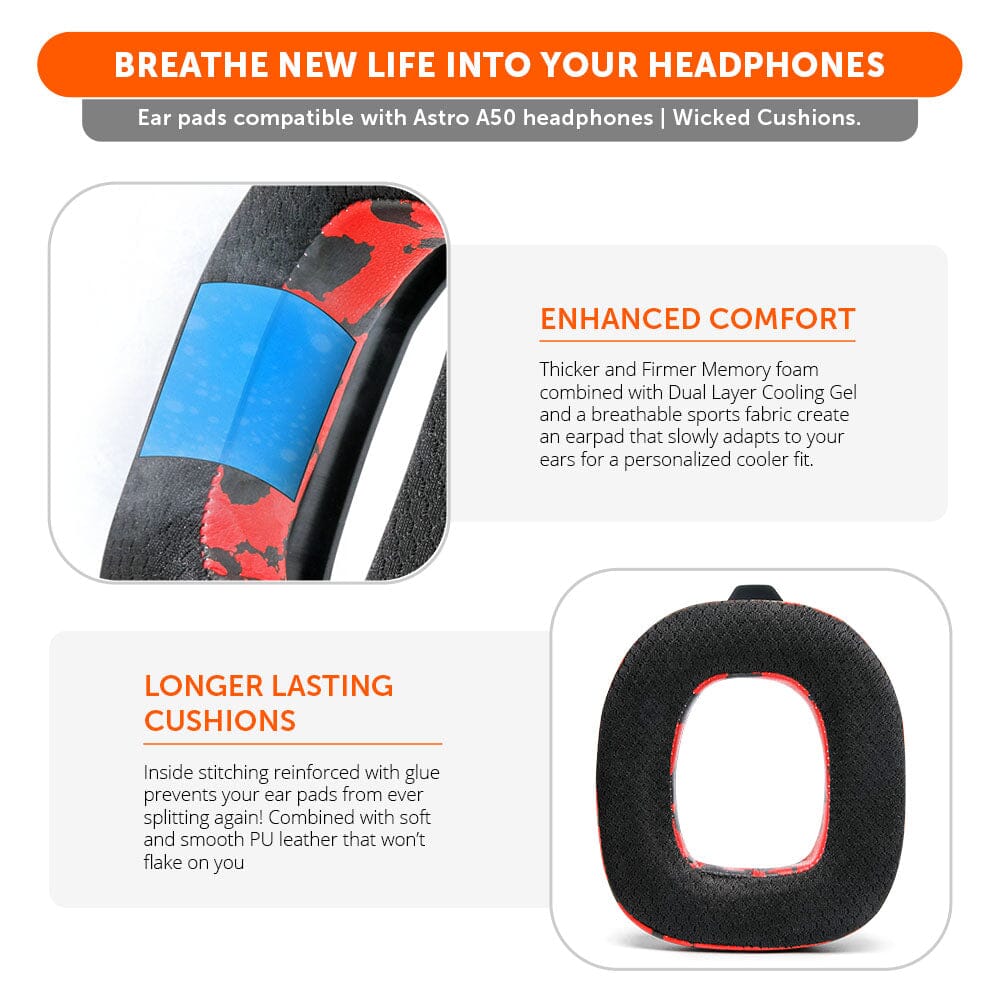 Astro A50 WC FreeZe Cooling Gel Earpads Replacement for Gen 4 Gen 5 A50X