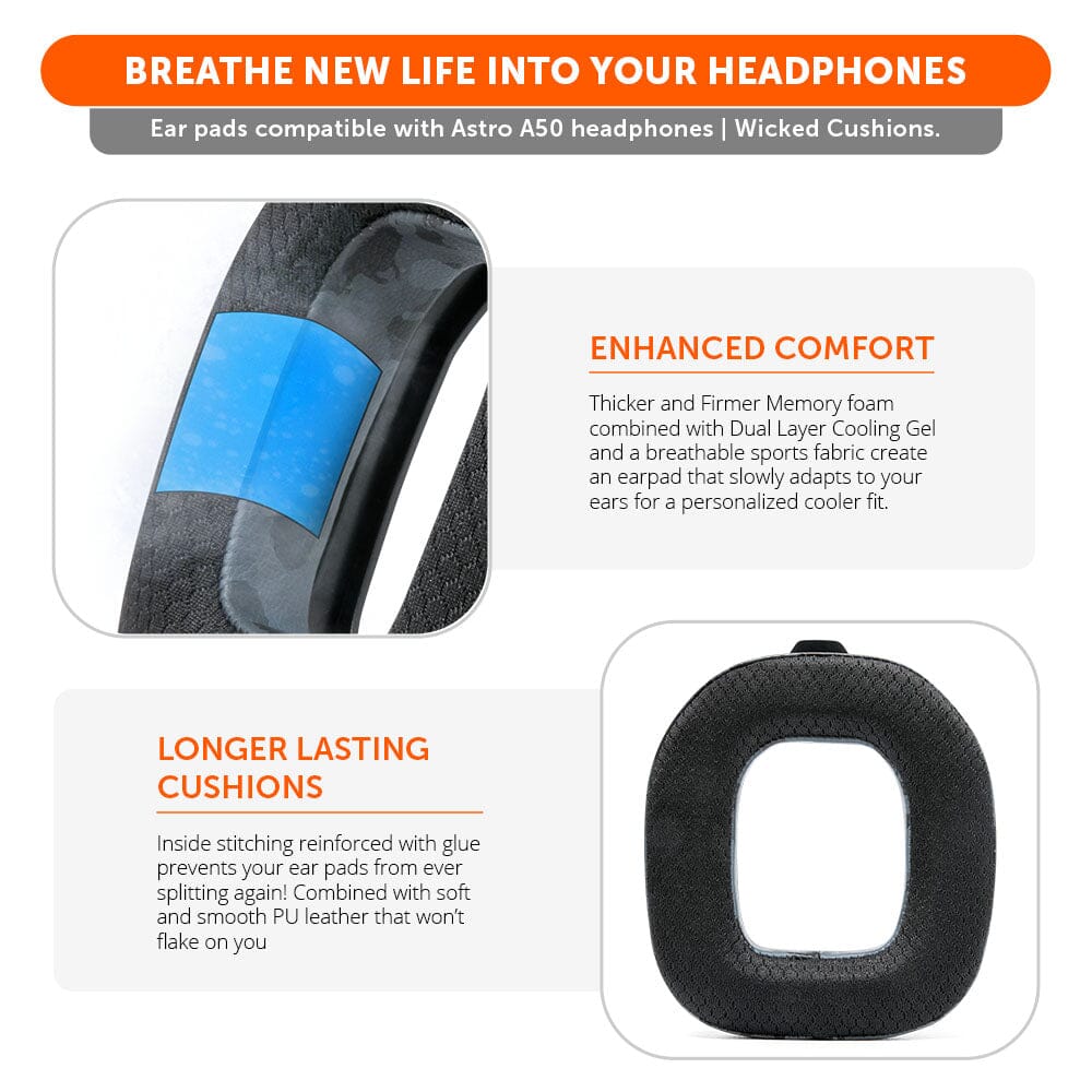 Astro A50 WC FreeZe Cooling Gel Earpads Replacement for Gen 4 Gen 5 A50X