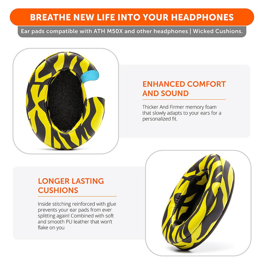 ATH M50X Replacement Earpads Thick PU Leather Headphone Cushions
