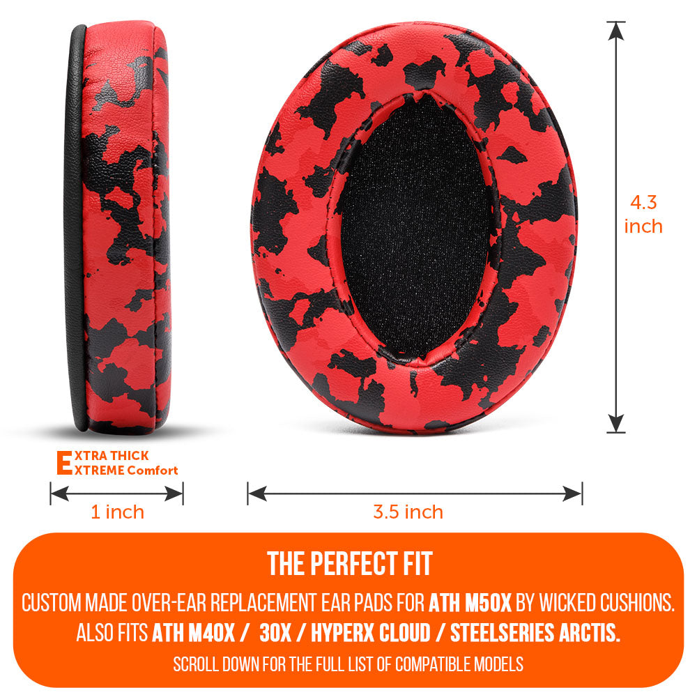 ATH M50X Replacement Earpads Thick PU Leather Headphone Cushions