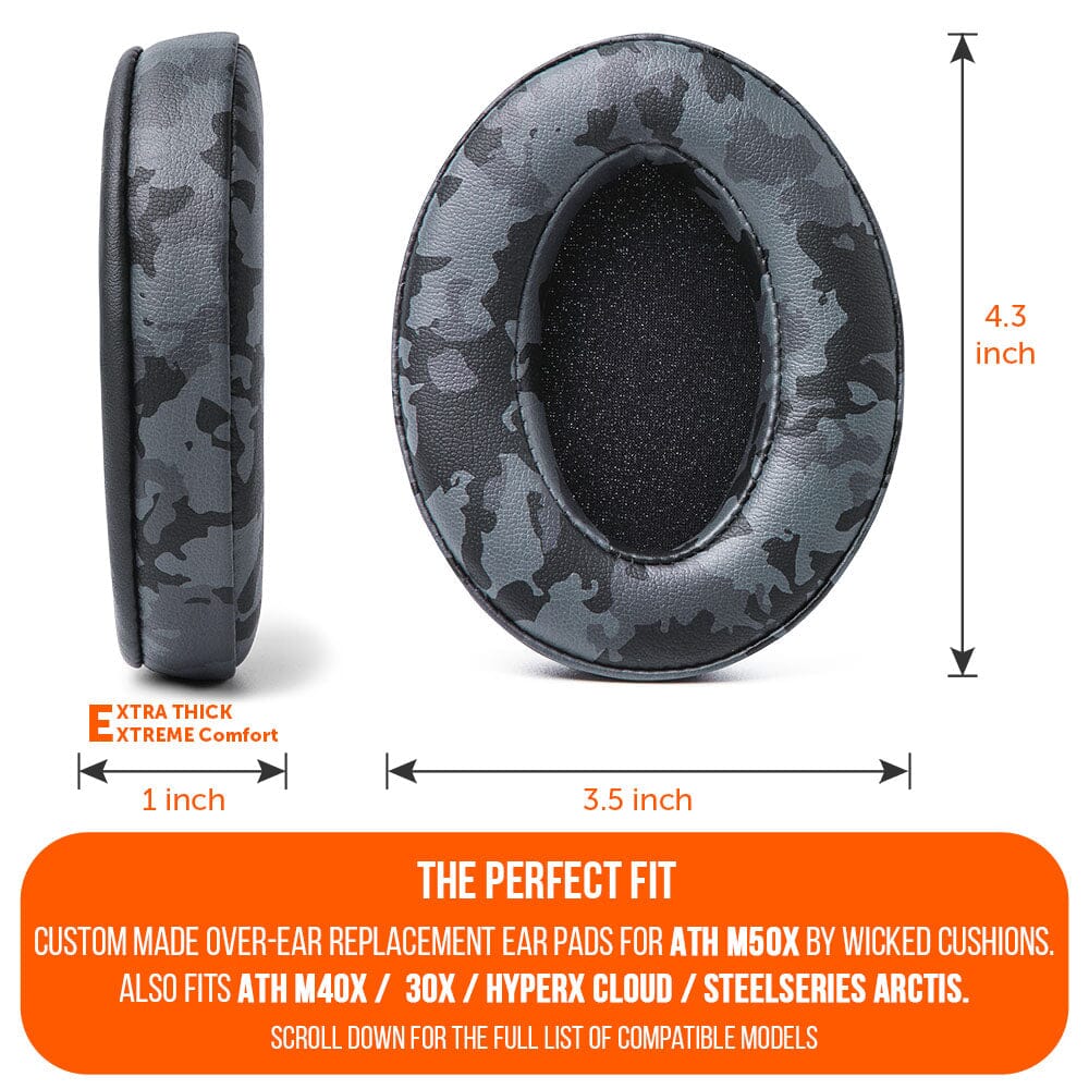 ATH M50X Replacement Earpads Thick PU Leather Headphone Cushions