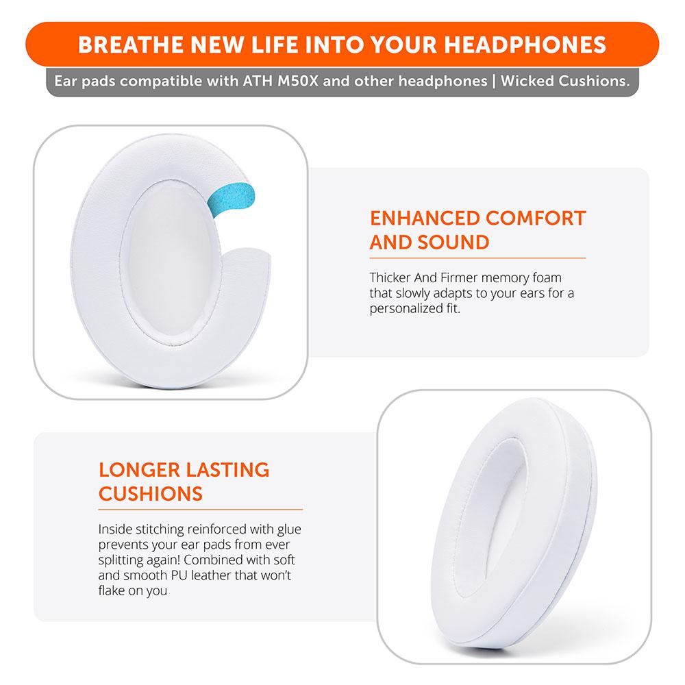 ATH M50X Replacement Earpads Thick PU Leather Headphone Cushions
