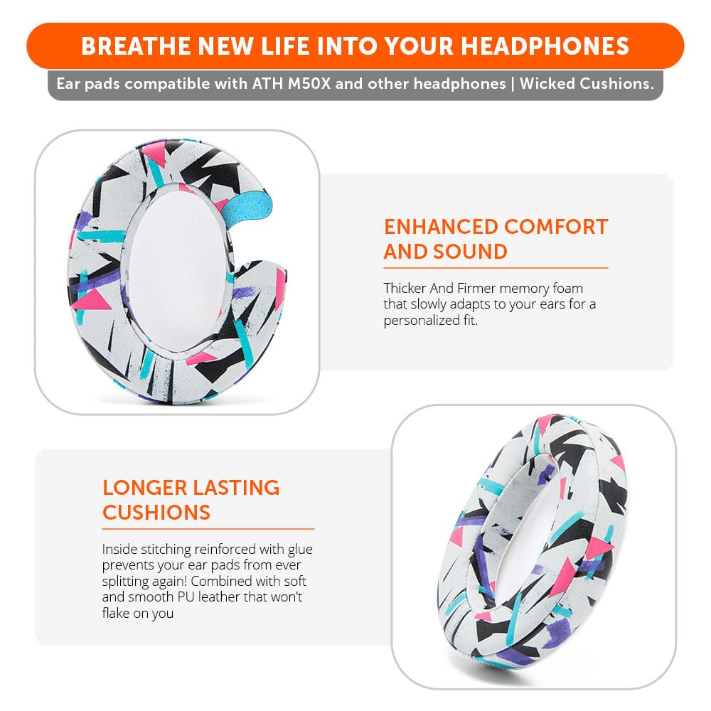 ATH M50X Replacement Earpads Thick PU Leather Headphone Cushions