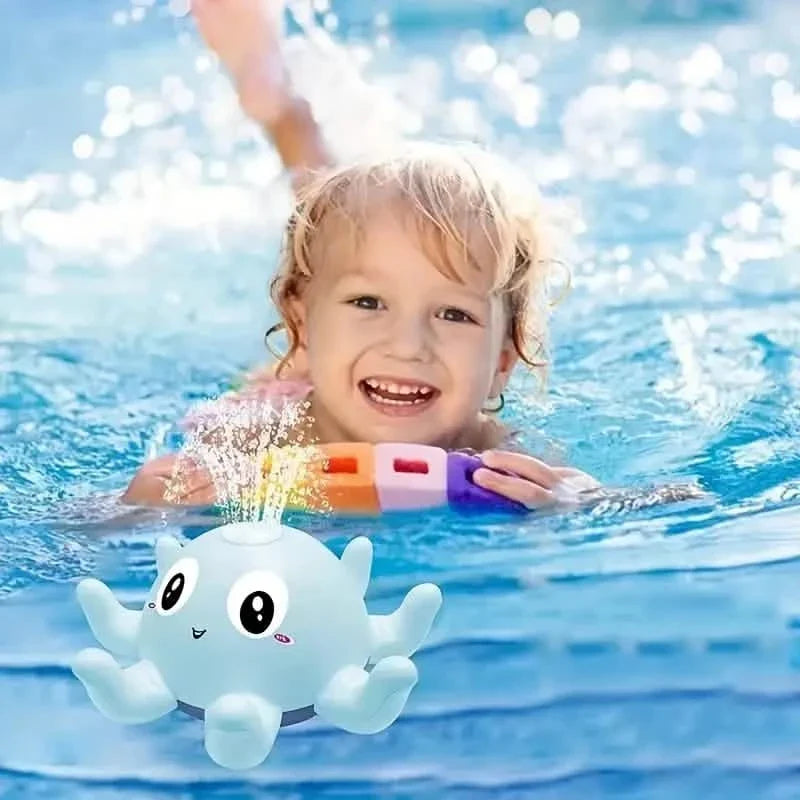 Automatic Induction Water Spray Small Octopus with Light Music Play Bath Toy