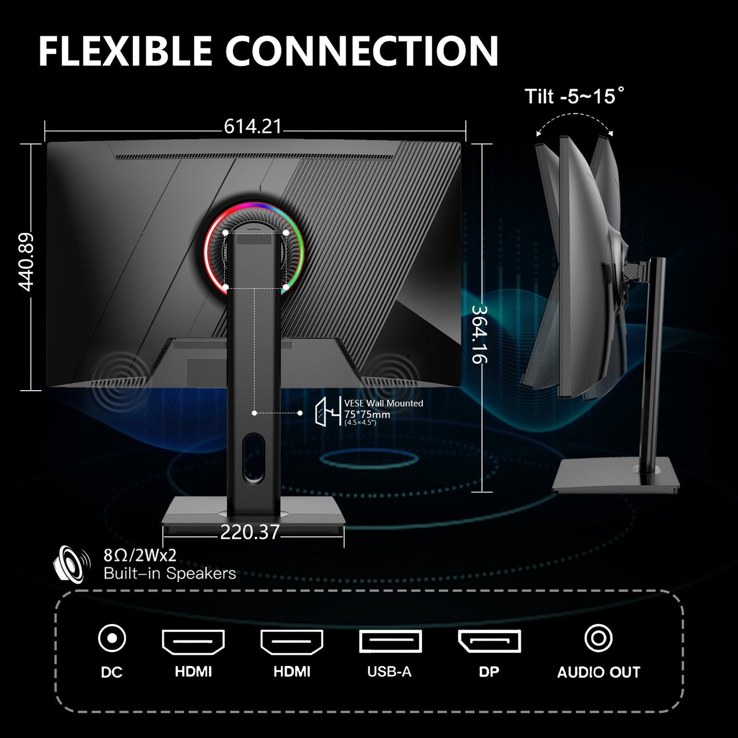 27Inch Curved 180Hz QHD HDR10 Gaming Monitor Rehisk RE272KV2