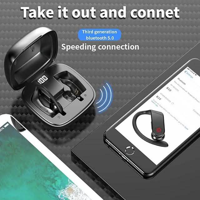 B10 TWS Wireless Earhook Sports Fitness Workout Headphones