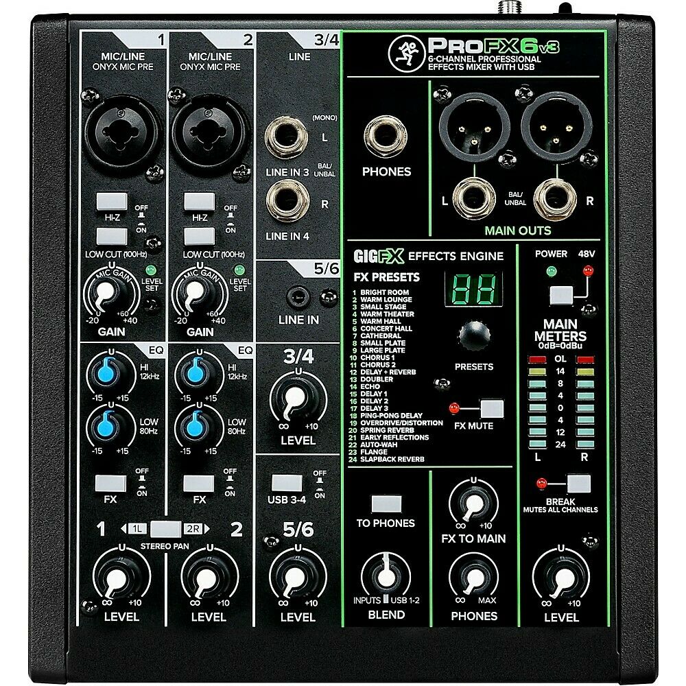 New - Mackie ProFX6v3 6-channel Mixer with USB and Effects