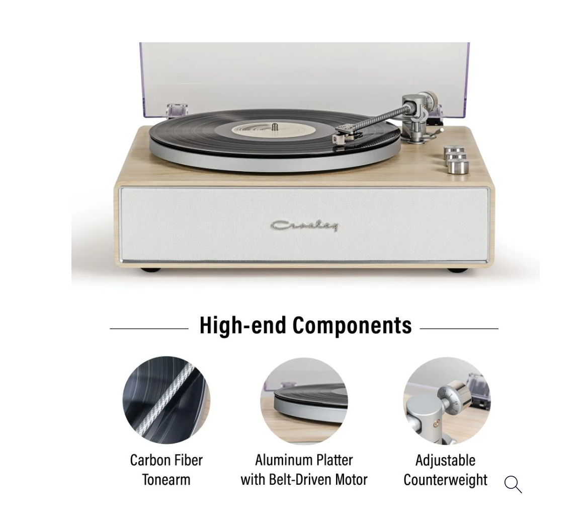 Crosley Stave CR6046A 2-Speed Belt-Drive Turntable - Natural Wood - Bluetooth In/Out