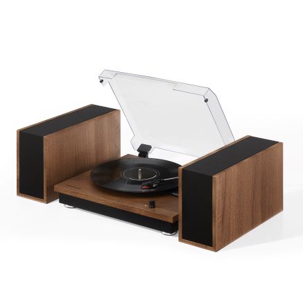 Crosley CR7502A-WA Riff 3-Speed Record Player With Speakers - Walnut-NEW