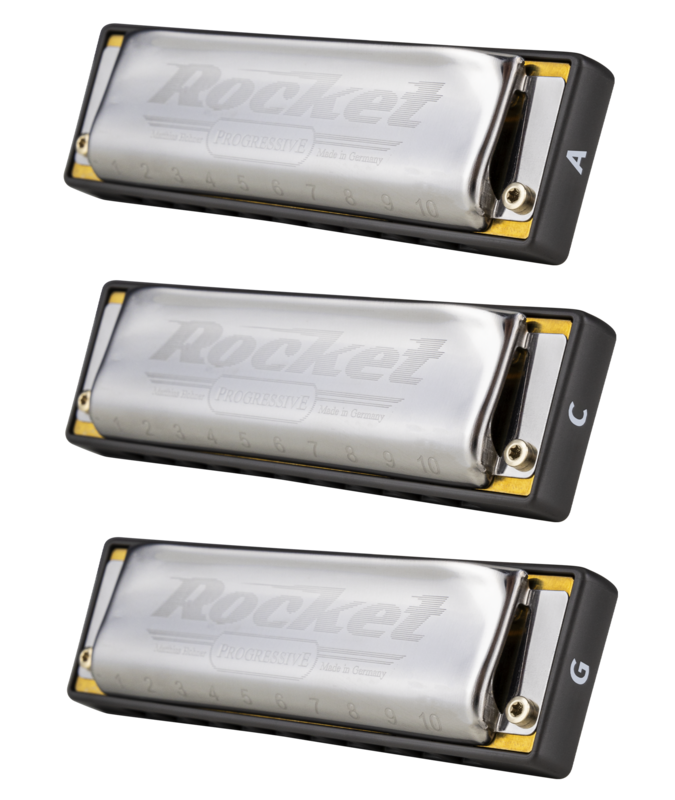 Hohner Diatonic Rocket Harmonica 3-pack - C/G/A Major with cases -NEW