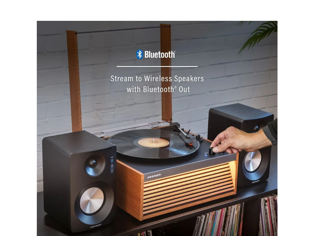 Crosley CR6237A Dean 3-Speed Bluetooth Record Player Natural With Legs-NEW