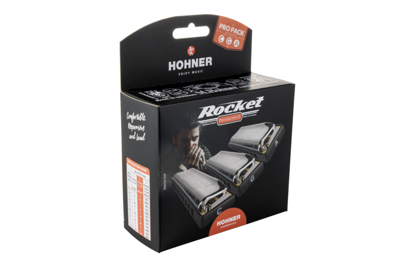 Hohner Diatonic Rocket Harmonica 3-pack - C/G/A Major with cases -NEW