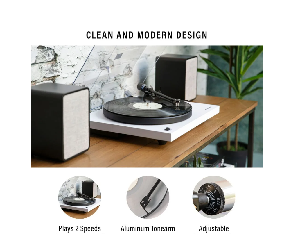 Crosley C6B Belt-Drive Bluetooth Turntable with Adjustable Tone Arm - White-NEW
