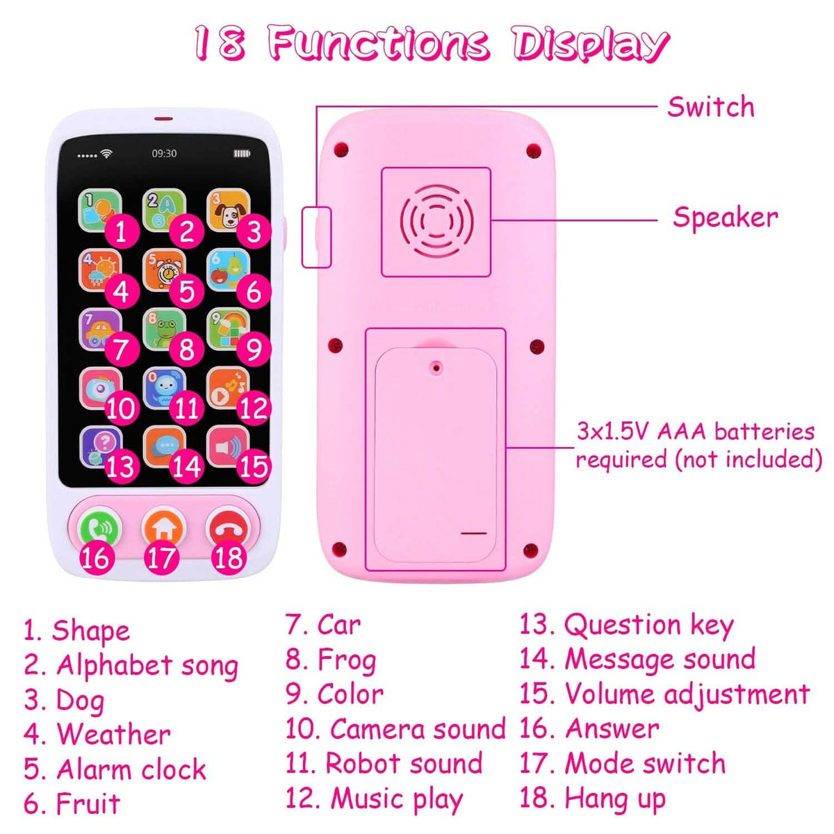 Interactive Educational Phone with Music Light Baby Infant Toy