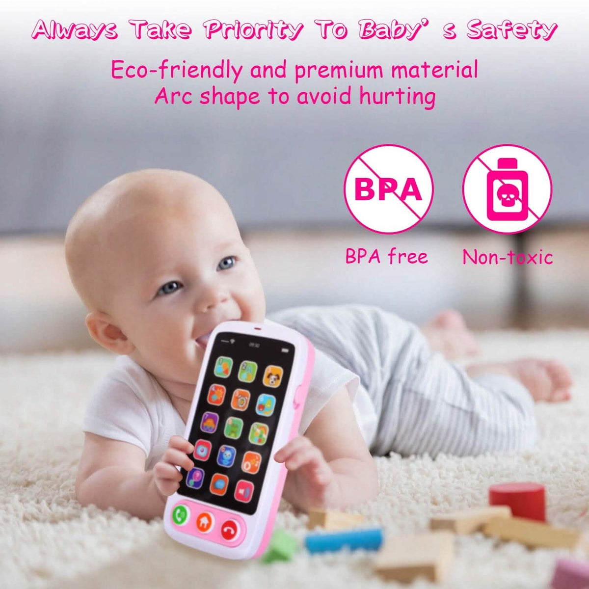 Interactive Educational Phone with Music Light Baby Infant Toy