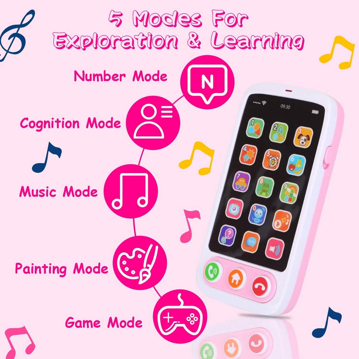 Interactive Educational Phone with Music Light Baby Infant Toy
