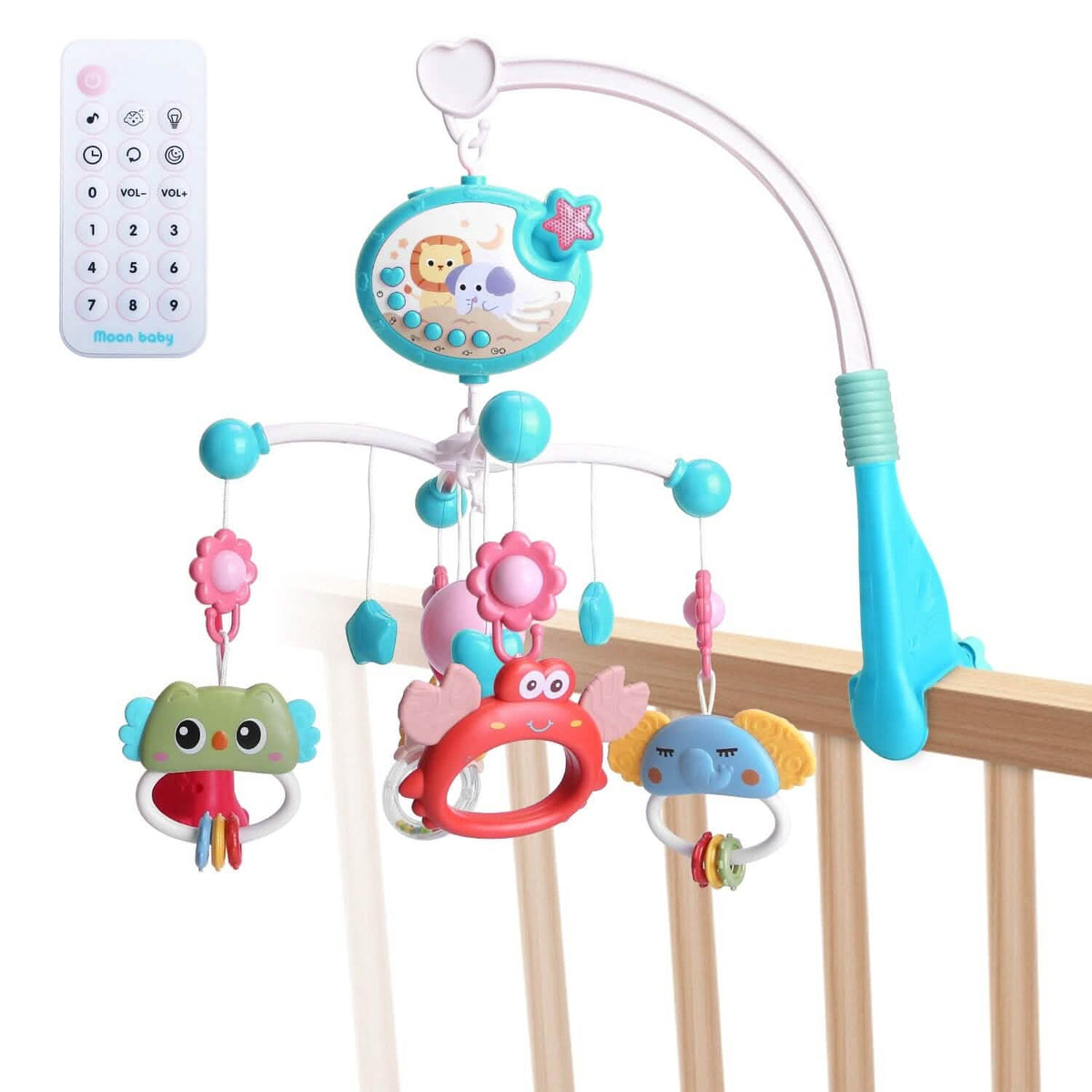 Musical Rotating Baby Crib Bed Bell Mobile with Star Projection