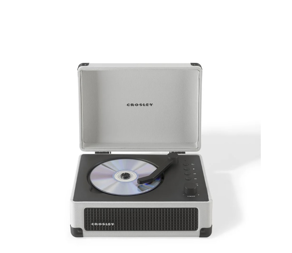 Crosley CR3505DP Cruiser Portable CD Player Retro Bluetooth Speakers, White Farmhouse -NEW