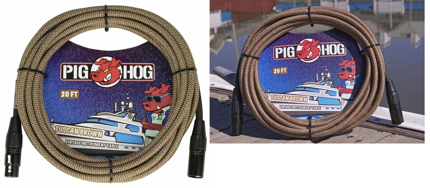 New - PIG HOG PHM20TBR "TUSCAN BROWN" WOVEN MIC CABLE, 20FT XLR