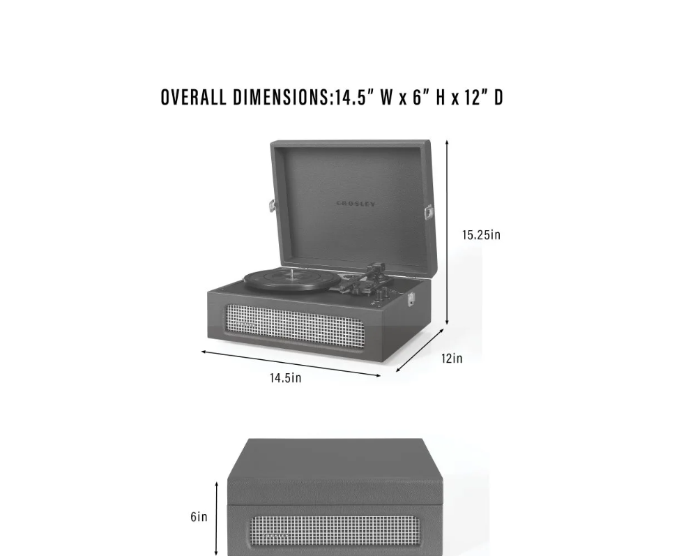 Crosley CR8017B 3-Speed Voyager Portable Turntable with Bluetooth Out - Floral-NEW