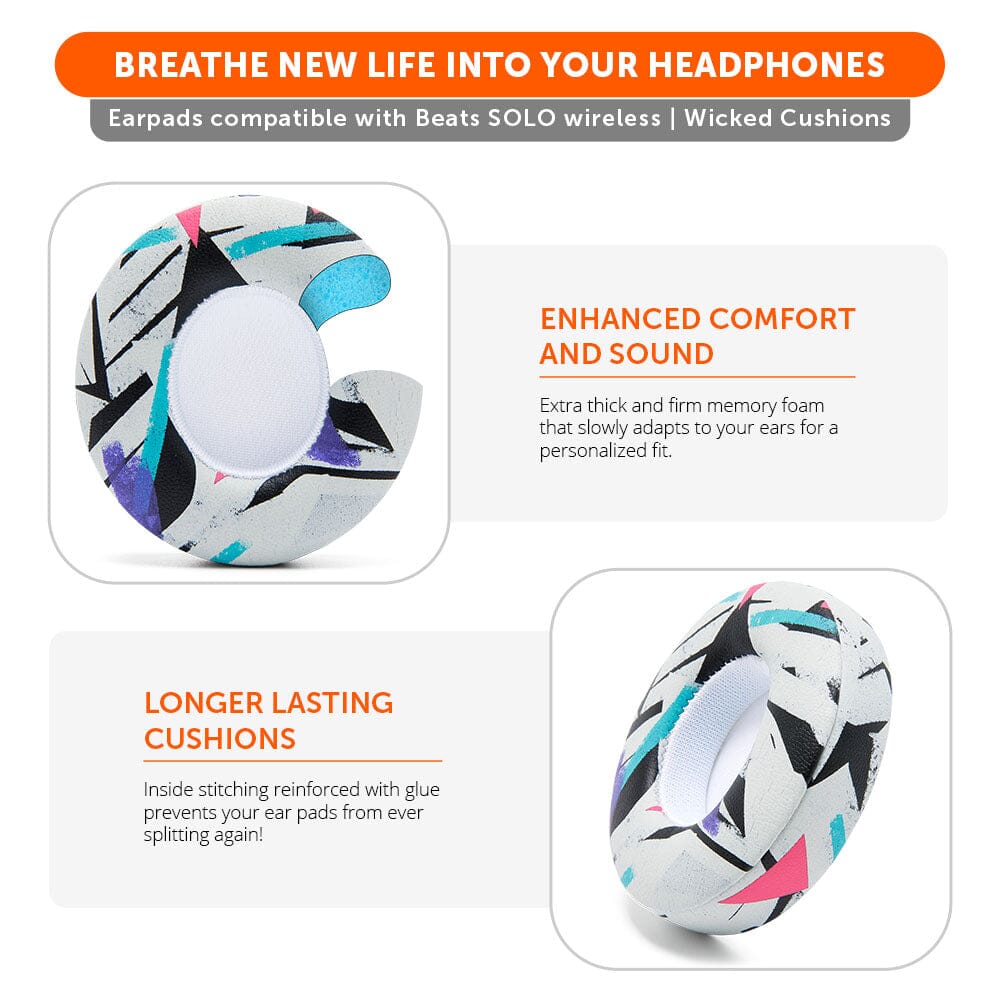 Beats Solo Replacement Earpads Thick Memory Foam Cushions by Wicked Cushions