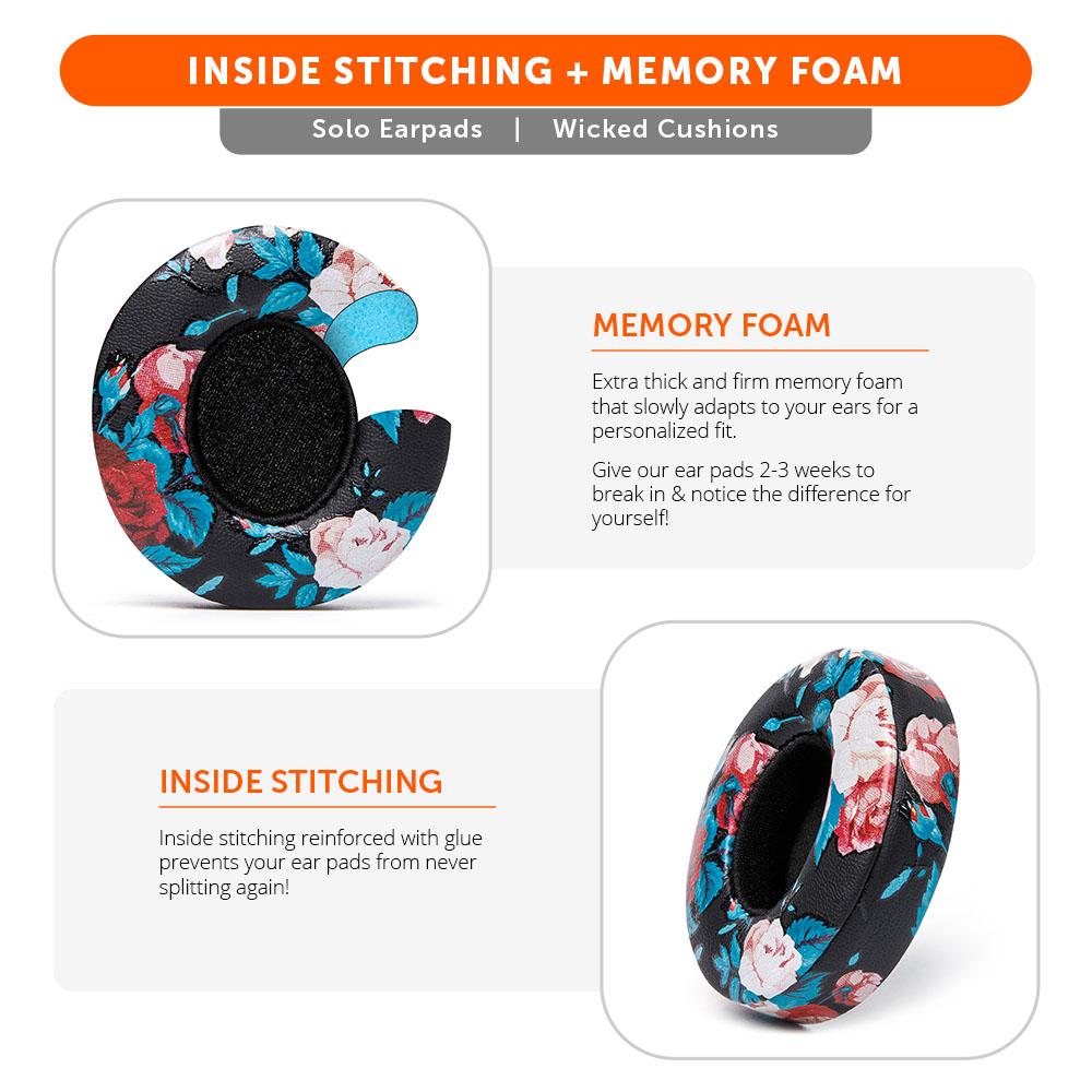 Beats Solo Replacement Earpads Thick Memory Foam Cushions by Wicked Cushions