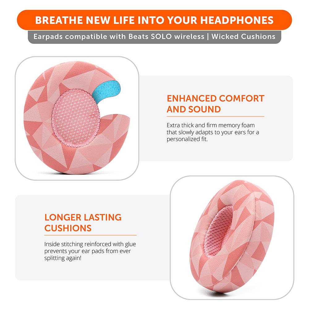Beats Solo Replacement Earpads Thick Memory Foam Cushions by Wicked Cushions