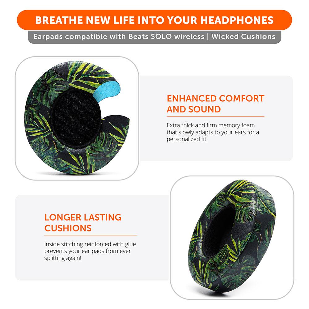 Beats Solo Replacement Earpads Thick Memory Foam Cushions by Wicked Cushions