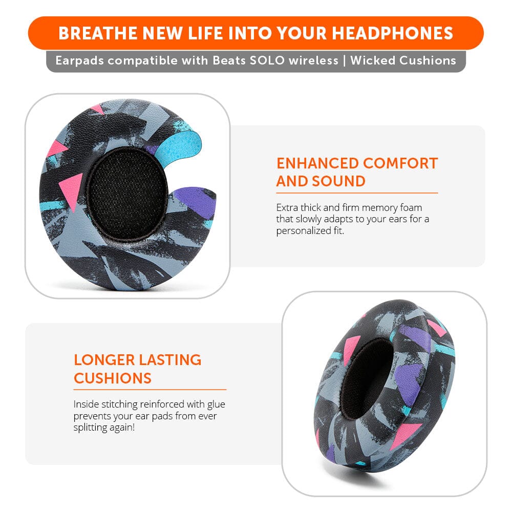 Beats Solo Replacement Earpads Thick Memory Foam Cushions by Wicked Cushions