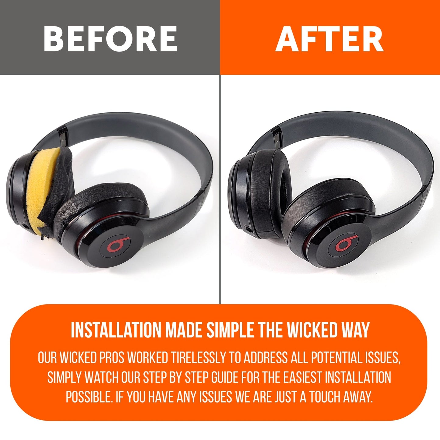 Beats Solo Replacement Earpads Thick Memory Foam Cushions by Wicked Cushions