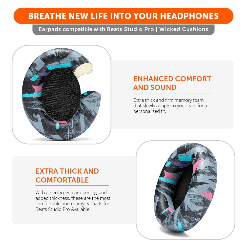 Beats Studio Pro Replacement Ear Pads Thick Memory Foam Earpads by Wicked Cushions